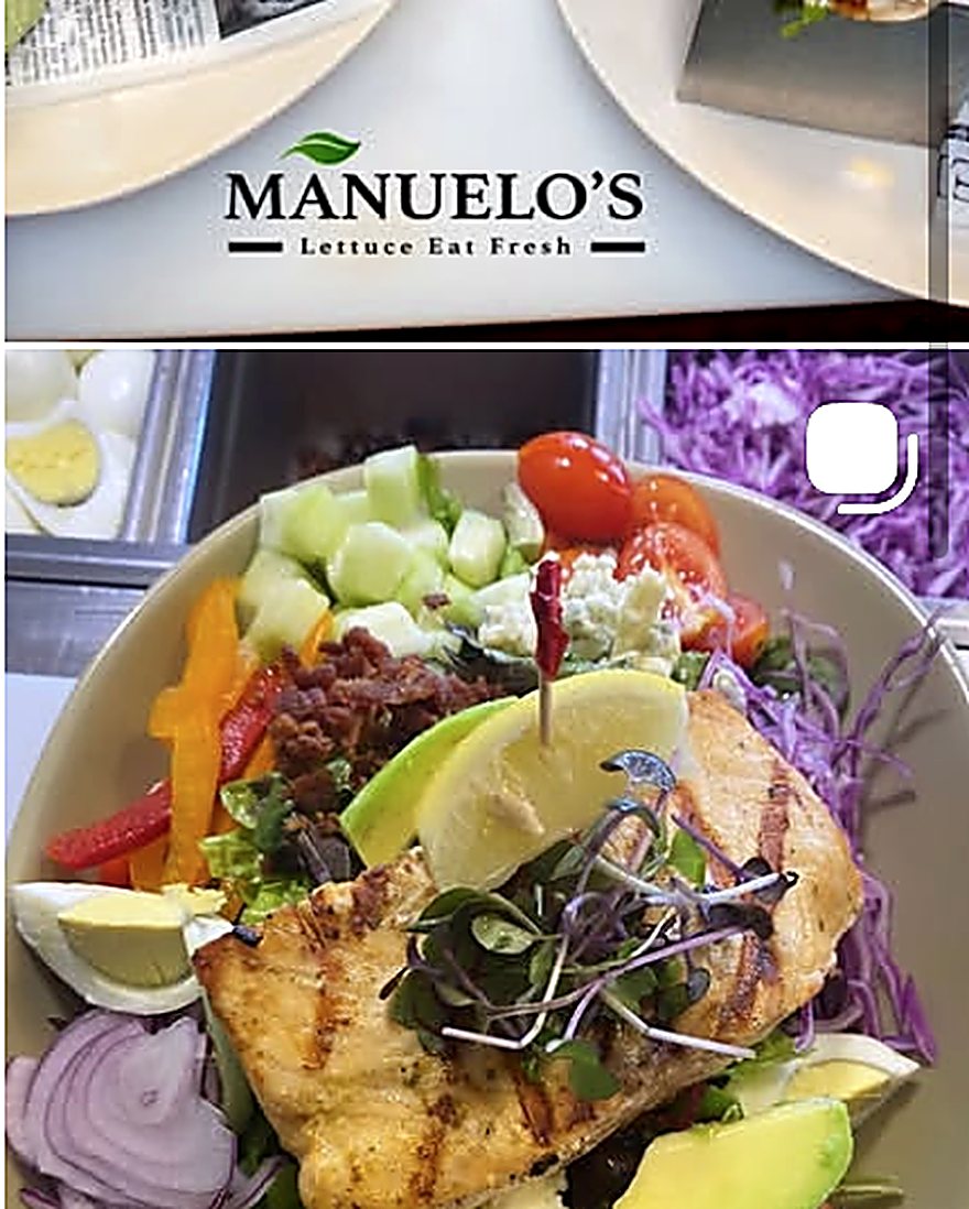A fresh salad bowl plated at Manuelo's Restaurant